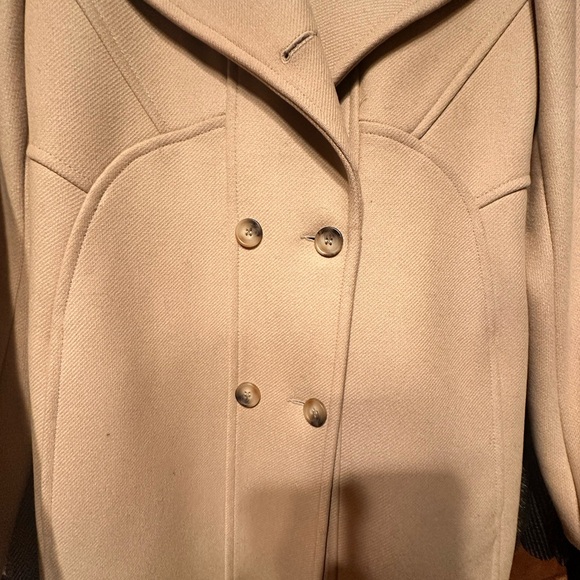 Reiss Camel Double-Breasted wool big collar Coat mid length Peacoat - Picture 2 of 12